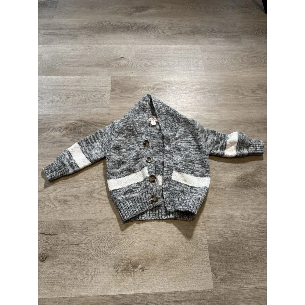 Cat & Jack 18M Toddler Cardigan Sweater Gray Stripe Button Front